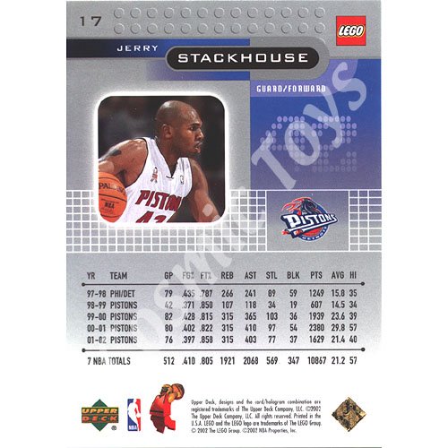 LEGO Upper Deck Jerry Stackhouse Detroit Pistons Gold Leaf Trading Card