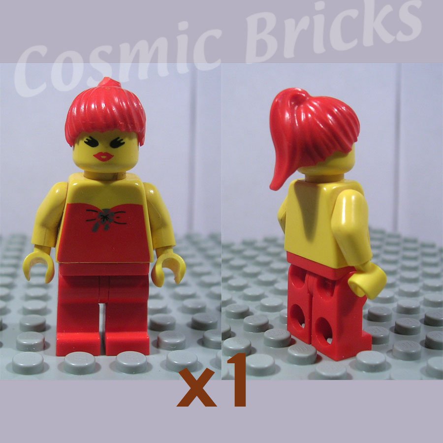 LEGO Classic Town Red Halter Top Red Legs Red Ponytail Hair minifigure (single,U)