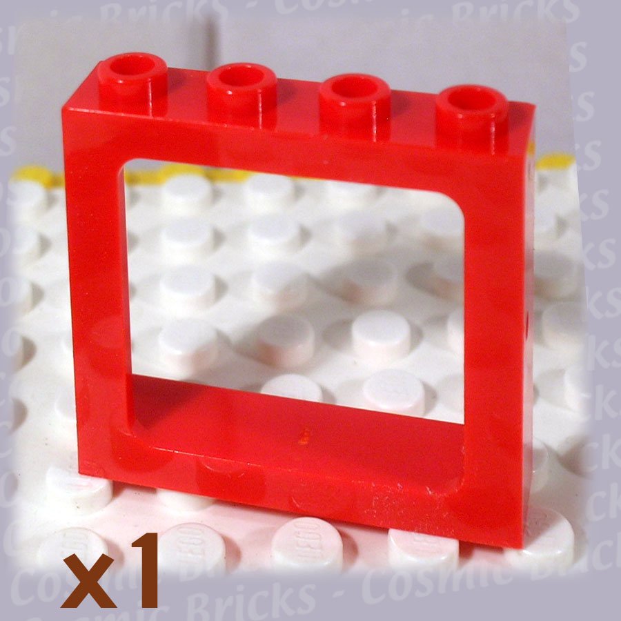 LEGO Bright Red Window 1x4x3 Train All Studs Hollow 4100371 4033 (single,N)