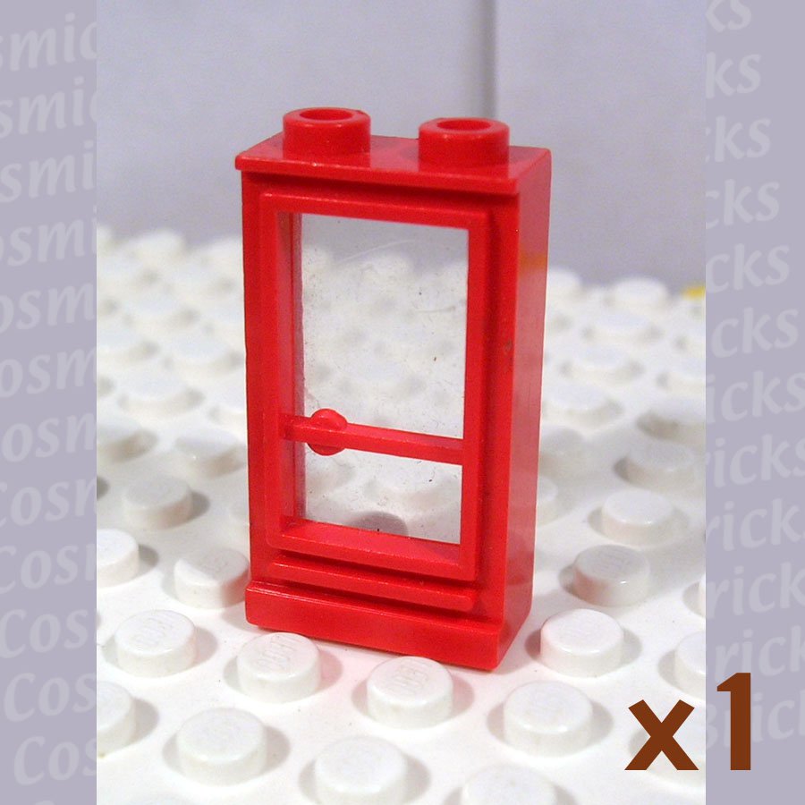 LEGO Bright Red Door 1x2x3 Right Open Studs Fixed Glass (single,U)