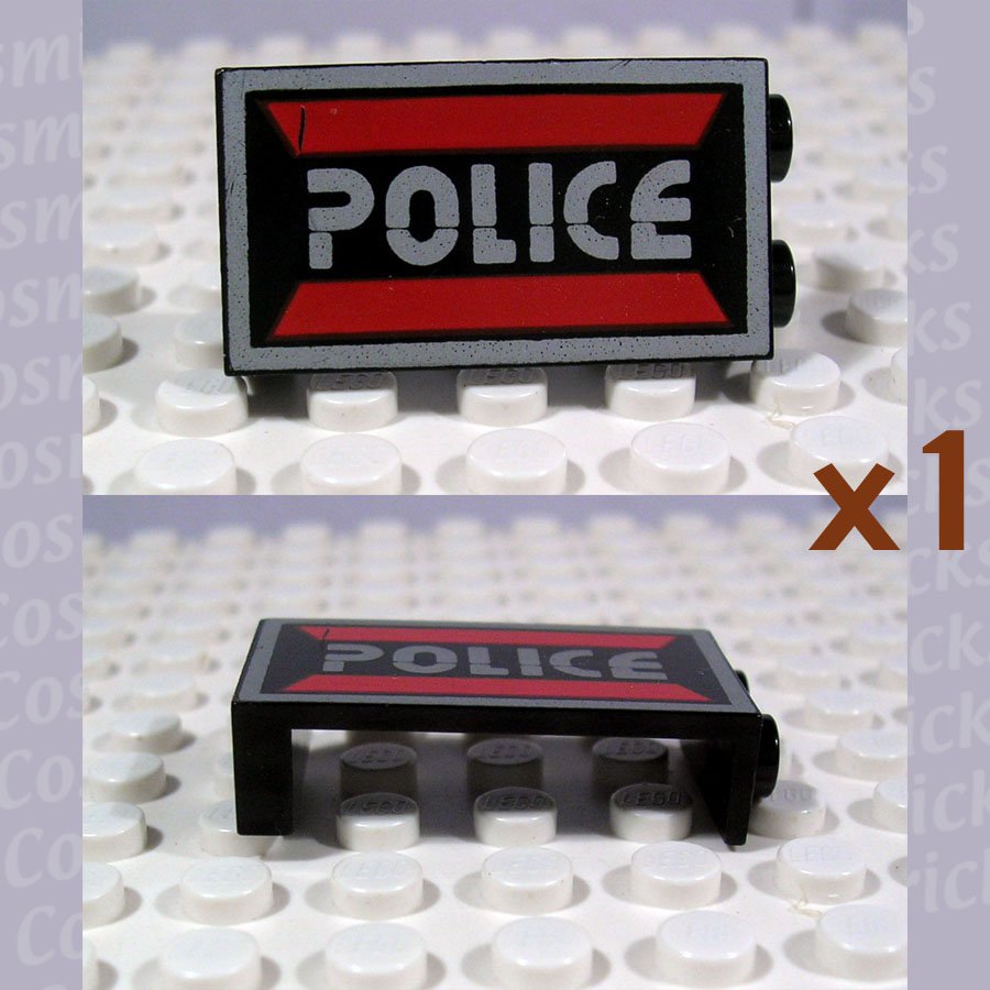LEGO Black Panel 1x2x3 Space Police I Logo Left 2362 (single,U)