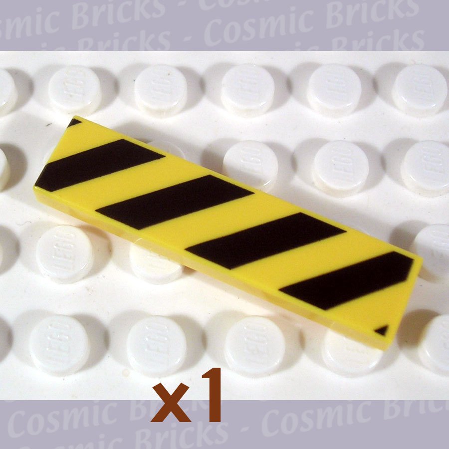 LEGO Yellow Tile 1x4 Diagonal Stripes Black 4119091 2431 (single,N)