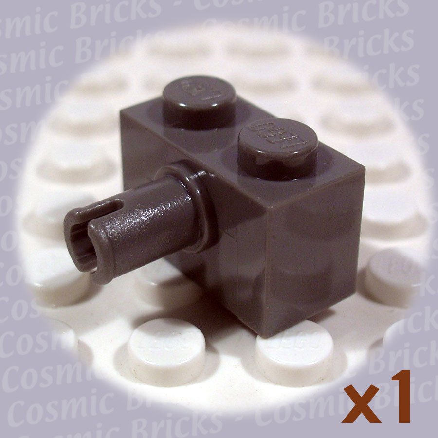 LEGO Dark Gray Brick Modified 1x2 Pin 4113907 2458 (single,N)