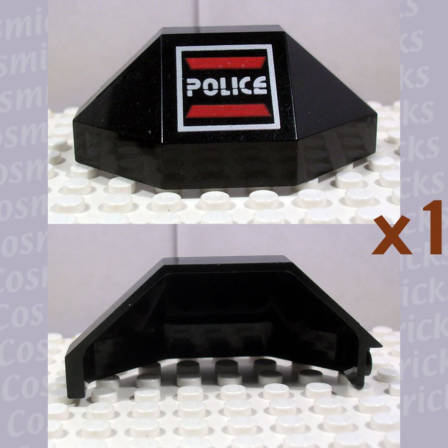 LEGO Black Panel 3x3x6 Corner Convex Space Police I Logo Left 2468 (single,U)