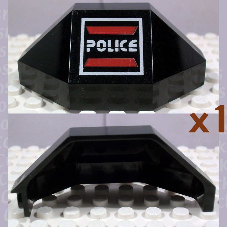 LEGO Black Panel 3x3x6 Corner Convex Space Police I Logo Right (single,U)