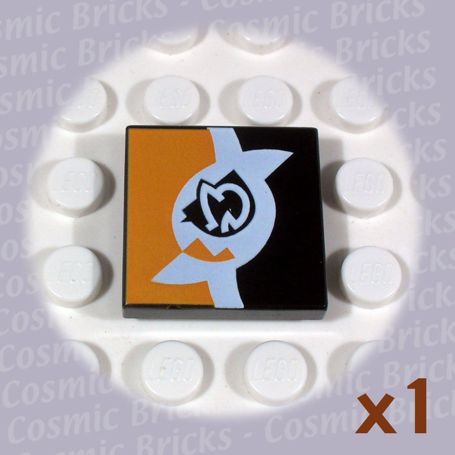 LEGO Black Tile 2x2 SW White and Orange 3068 (single,N)