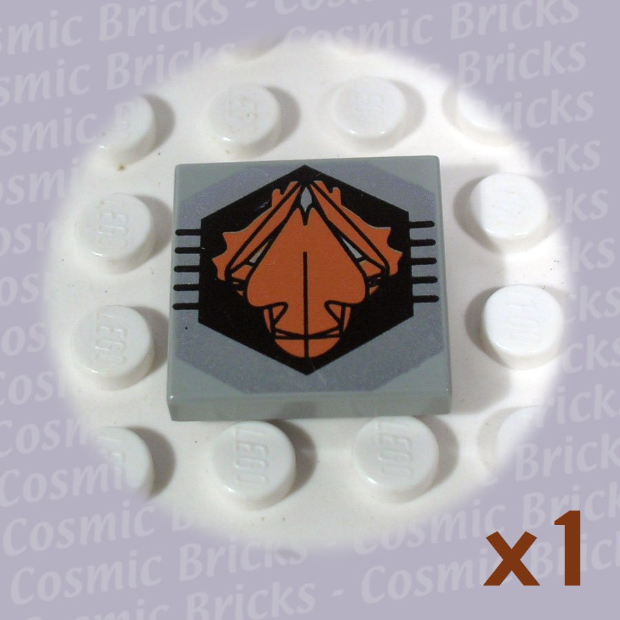 LEGO Light Gray Tile 2x2 Black Orange UFO Logo 3068 (single,U)