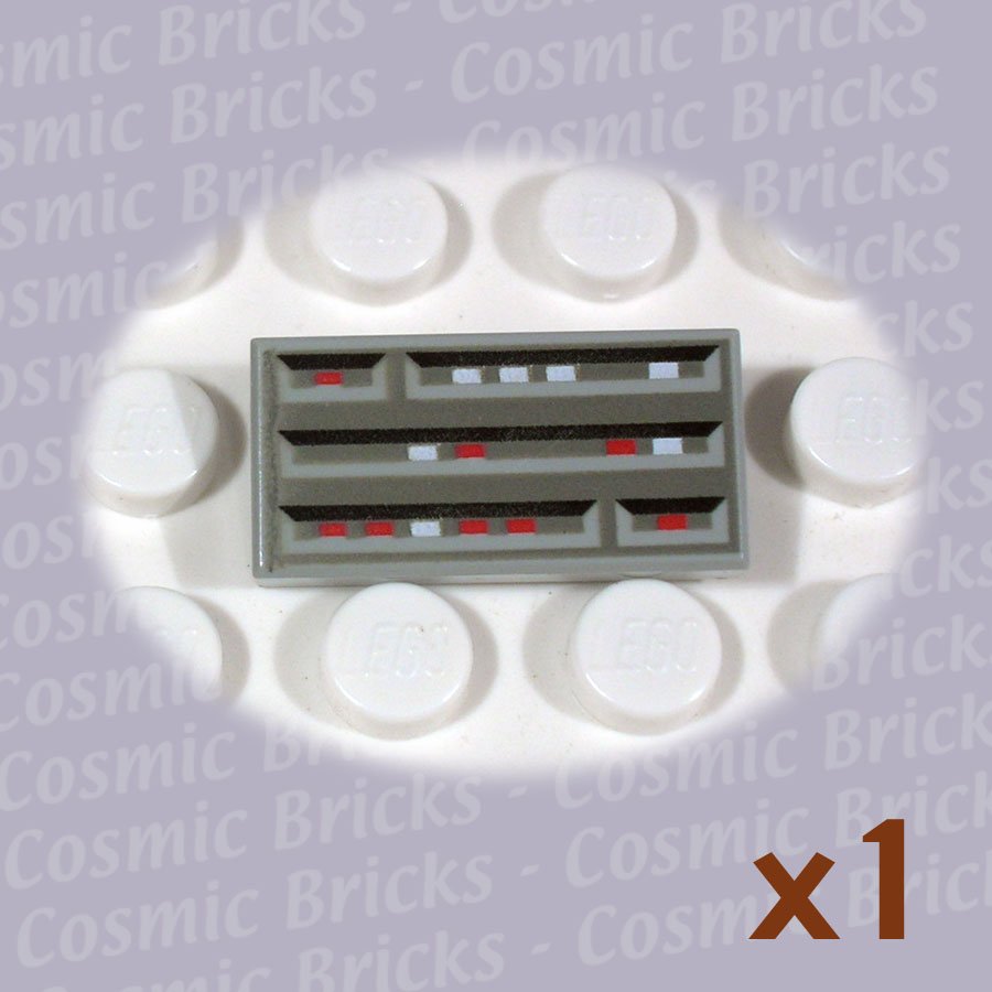 LEGO Light Gray Tile 1x2 SW Computer 3069 (single,N)