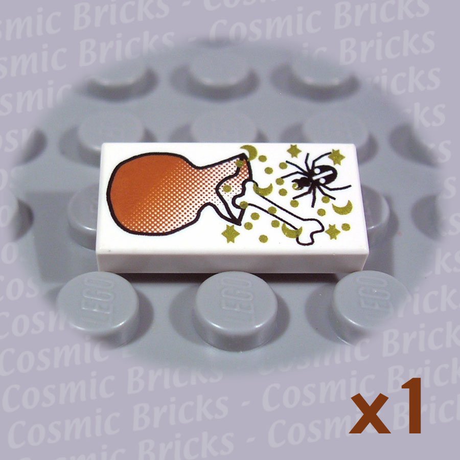 LEGO White Tile 1x2 Spider and Bag 3069 (single,N)