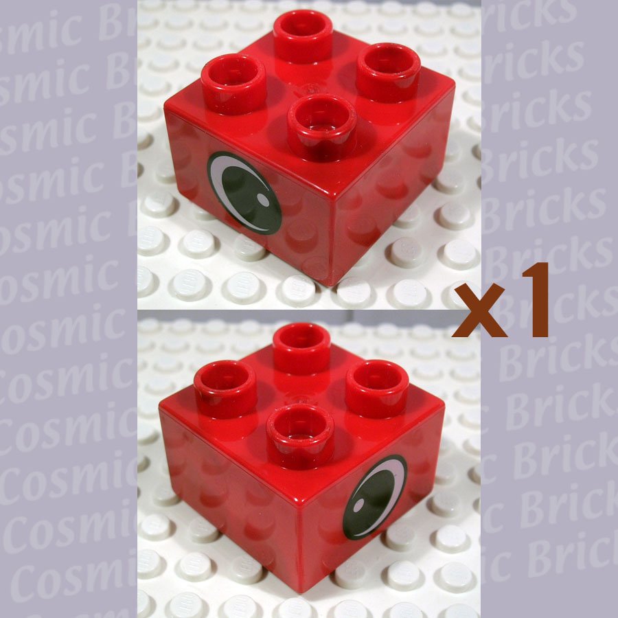 Lego Bright Red Duplo Brick X Eye White Spot On Two Sides