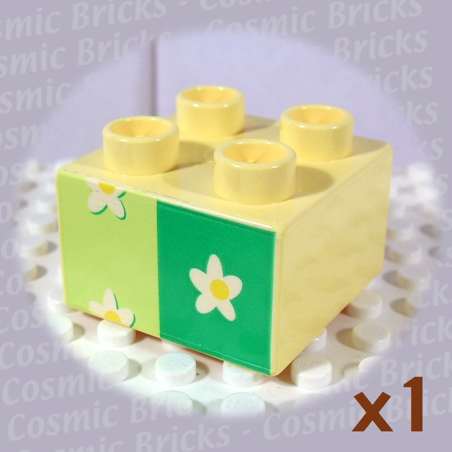 LEGO Light Yellow Duplo Brick 2x2 Flower Wallpaper 3437 (single,N)
