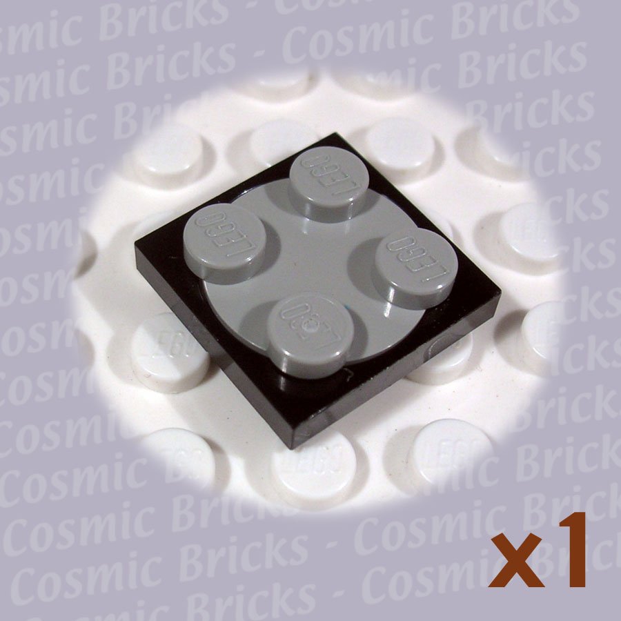 LEGO Black Turntable 2x2 Plate Light Gray Top 3680 (single,N)