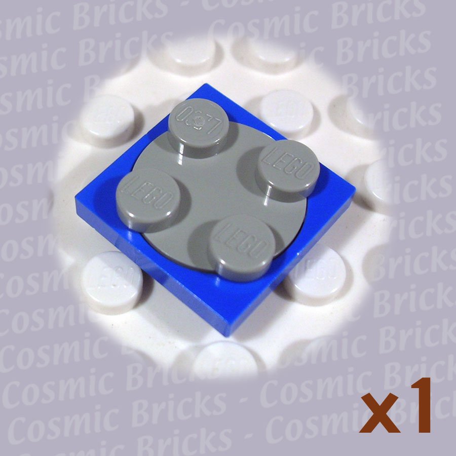 LEGO Blue Turntable 2x2 Plate Light Gray Top 3680 (single,N)