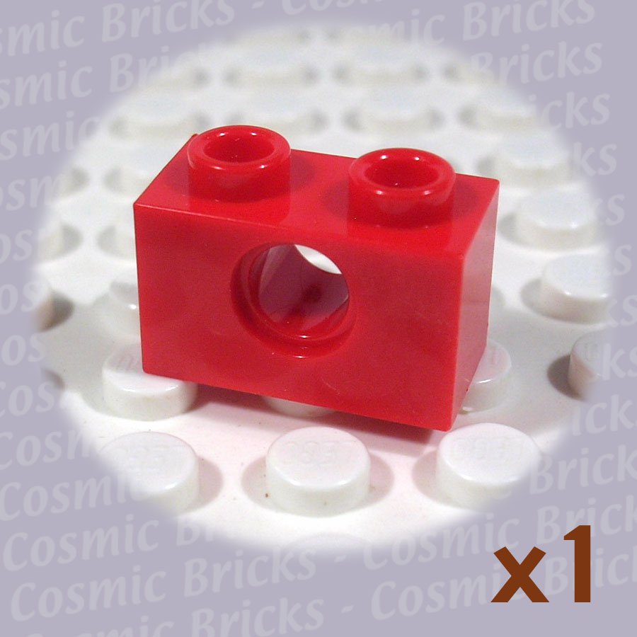 LEGO Bright Red Technic Brick 1x2 with Hole 370021 3700 (single,U)