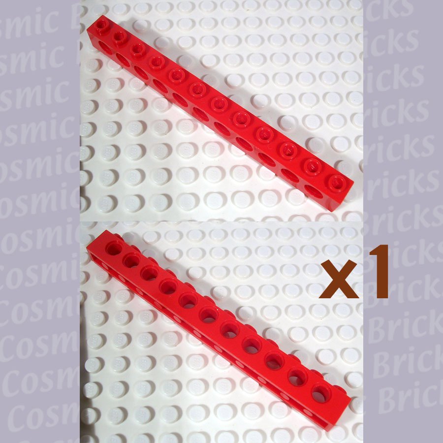 LEGO Bright Red Technic Brick 1x12 with Holes 389521 3895 (single,U)