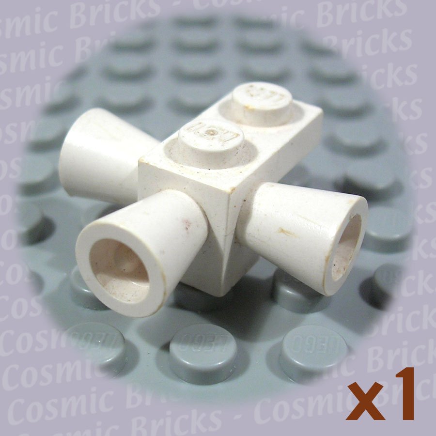 LEGO White Brick Modified 1x1 3 Loudspeakers Space Positioning Rockets 3963 (single,U)
