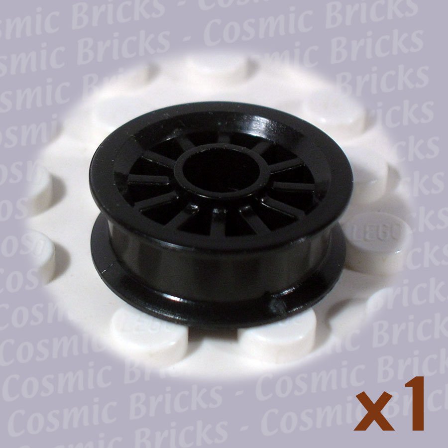 LEGO Black Wheel Spoked 2x2 Pin Hole 4156948 30155 (single,N)