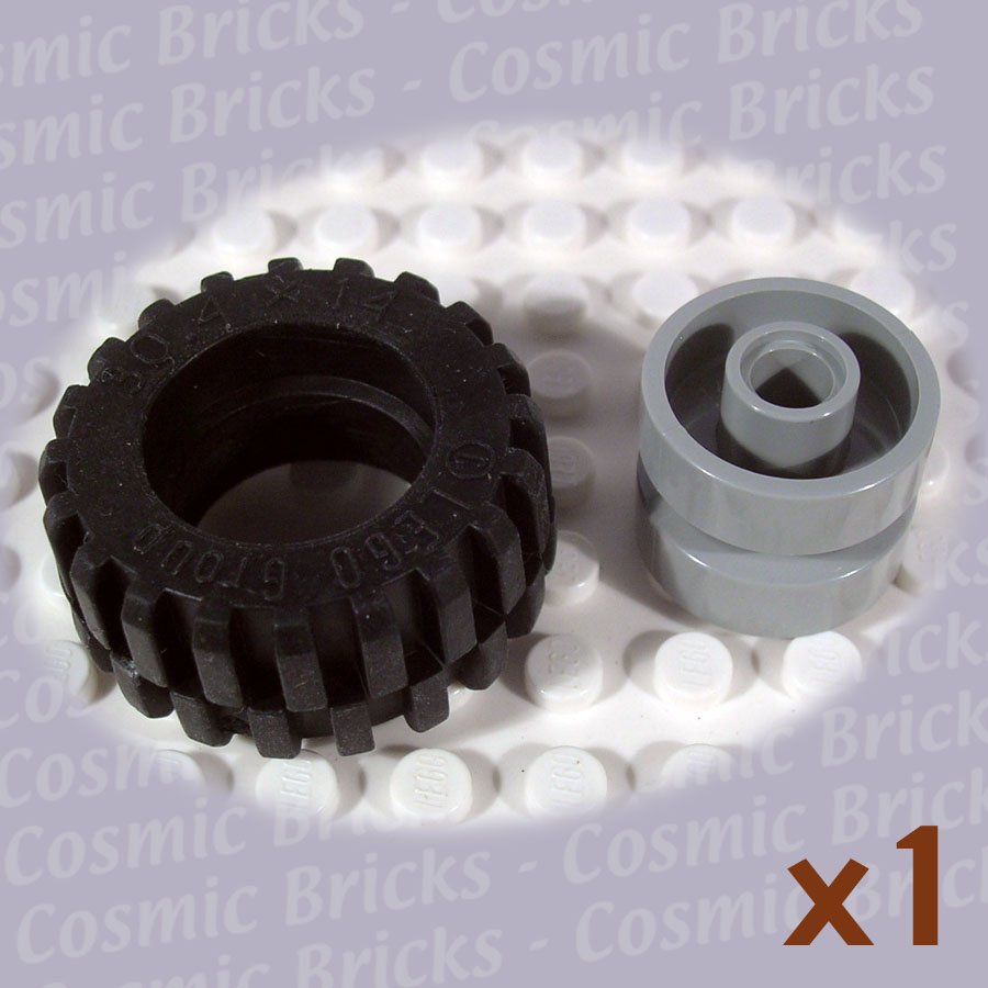 LEGO Light Gray Wheel and Black Tire 30.4x14 30285 (single,N)