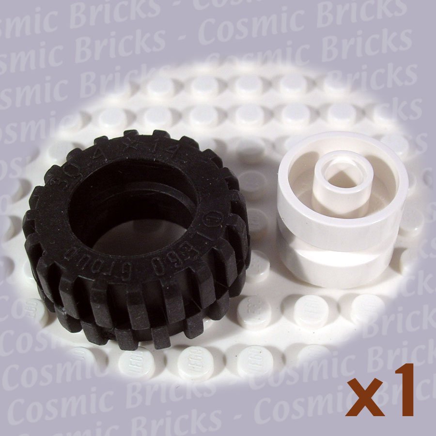 LEGO White Wheel and Black Tire 30.4x14 30285 (single,N)