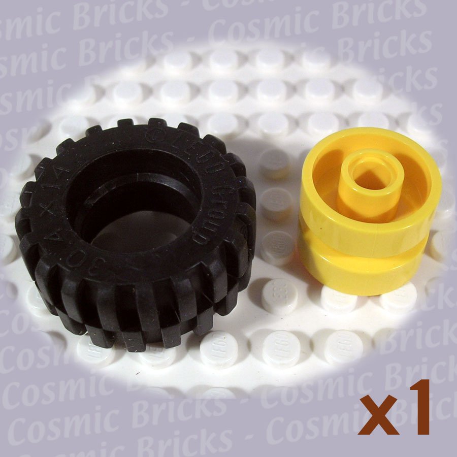 LEGO Yellow Wheel and Black Tire 30.4x14 30285 (single,N)