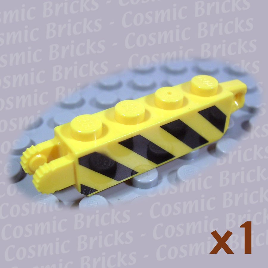 LEGO Yellow Hinge Brick 1x4 Locking 1 and 2 Fingers Vertical Stripes 30387 (single,N)
