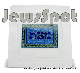 GLASS MATZAH PLATE BLUE 30 CM