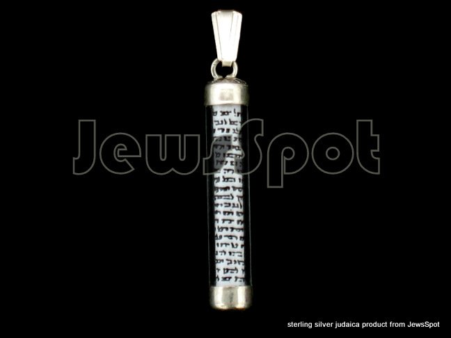 STERLING SILVER PENDANT- MEZUZAH PARCHMENT 3 CM