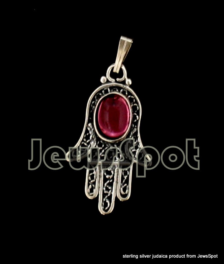 S PENDANT HAMSA + STONE 3CM BOXED