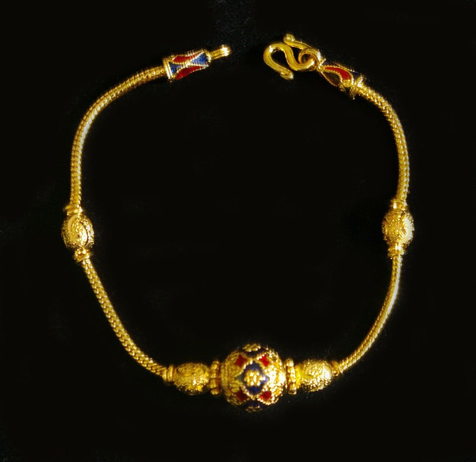 enamel bead weave 6.8" 24K gold filled bracelet 56
