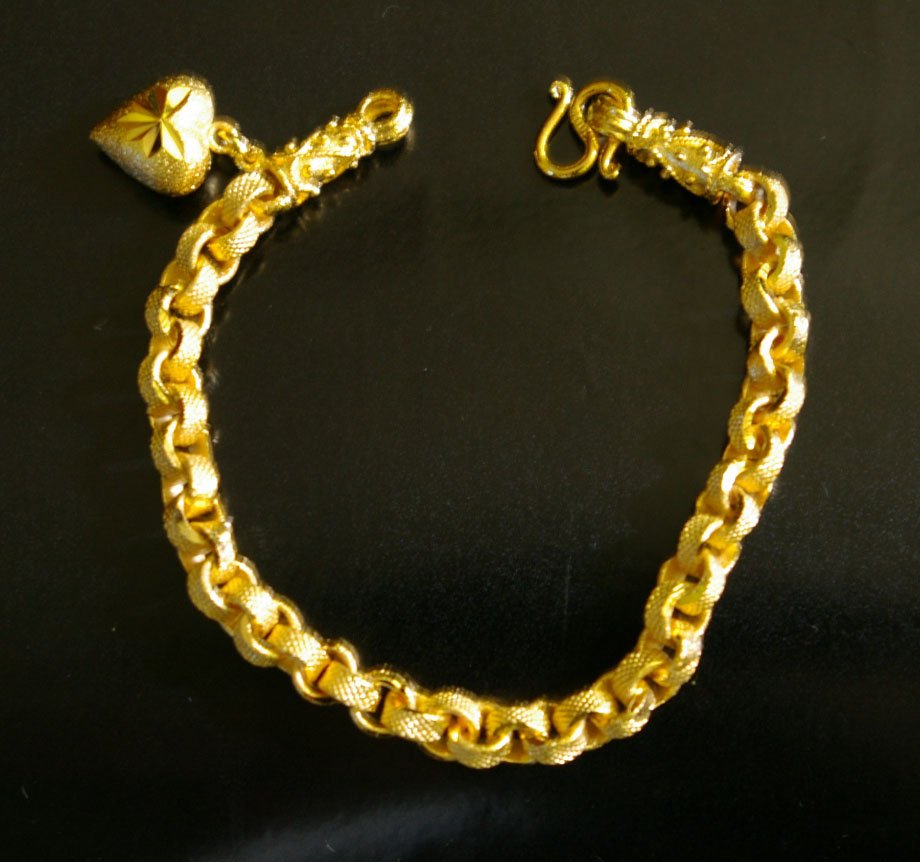 7" nice sand chain 24K gold filled bracelet bangle 45