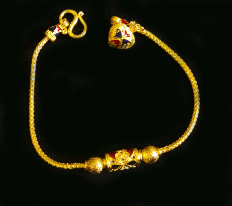 Sale 7"fascinated enamel bead 24K gold filled bracelet bangle 81