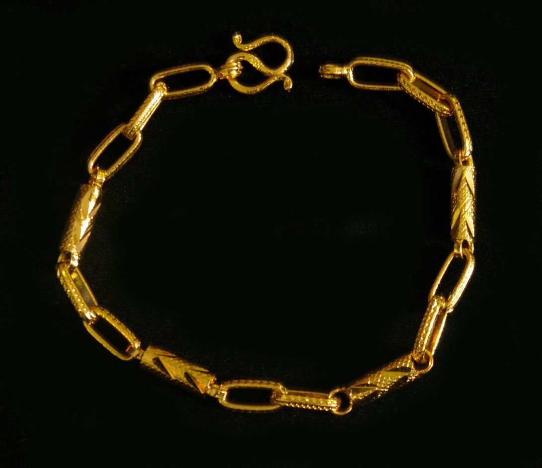 7.8" chain bead 24K gold filled bracelet bangle 86