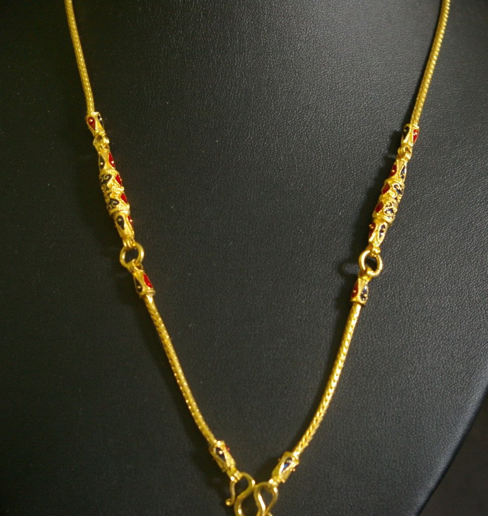 24" Enamel bead 24K gold filled necklace 40