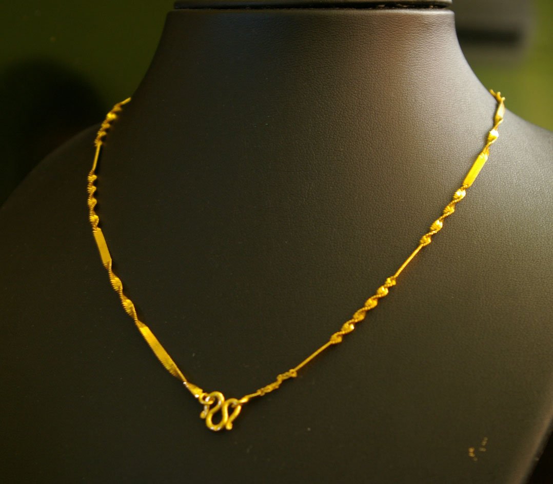 18.4" lovely semi spiral 24K gold filled necklace 19