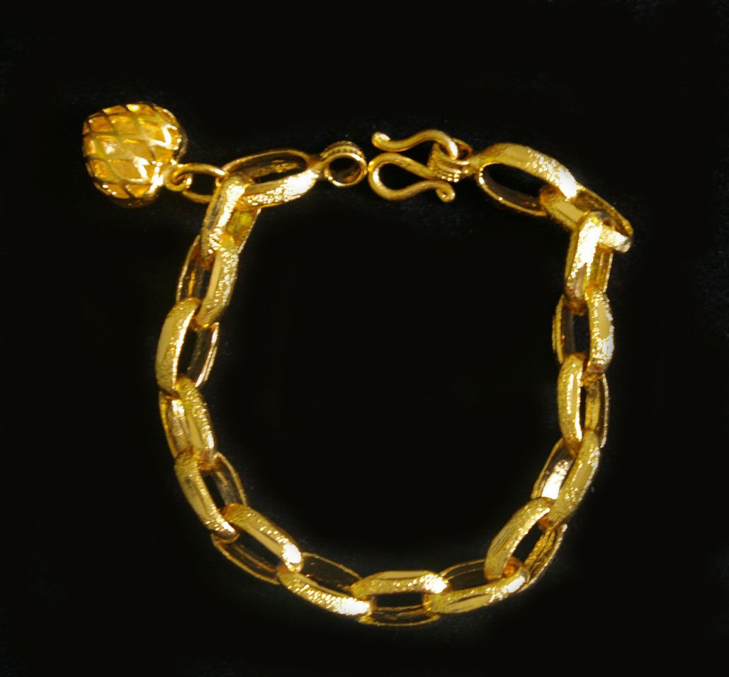 6.9"sand chain Fret heart 24K gold filled bracelet 62