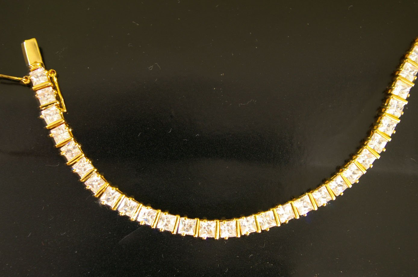 7.6"nice graduated square cz 24K gold filled bracelet 13