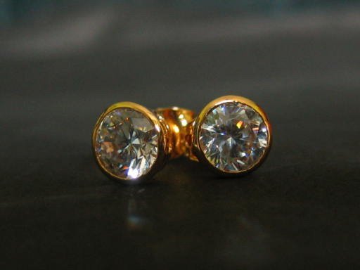 shine Hi quailty cz 24K gold filled pin earrings 02
