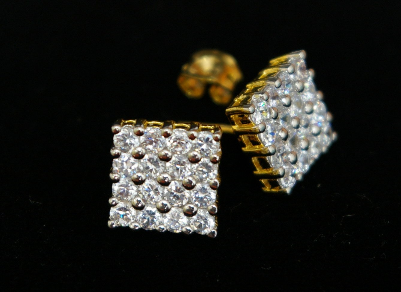 unique beauty 24K gold filled cz diamond pin earrings11