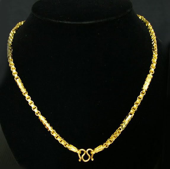 23.6"nice rod & sand chain 24K gold filled necklace 61