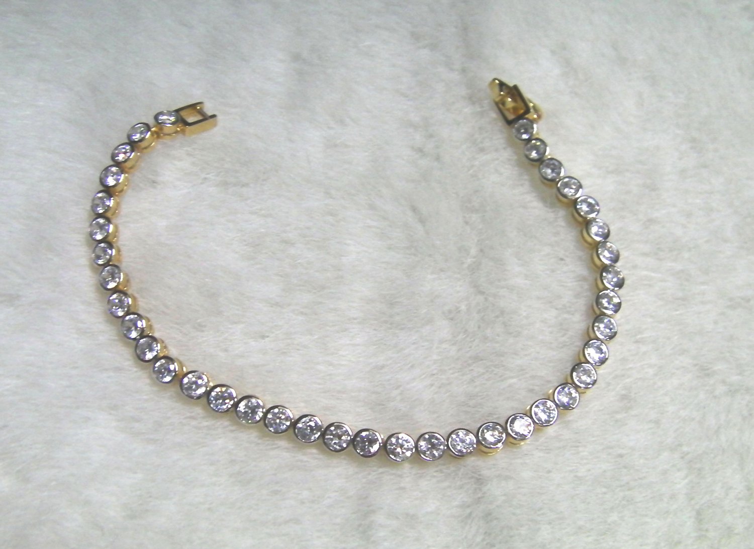 6.6" graduated round cz string 24K gold filled bracelet 06