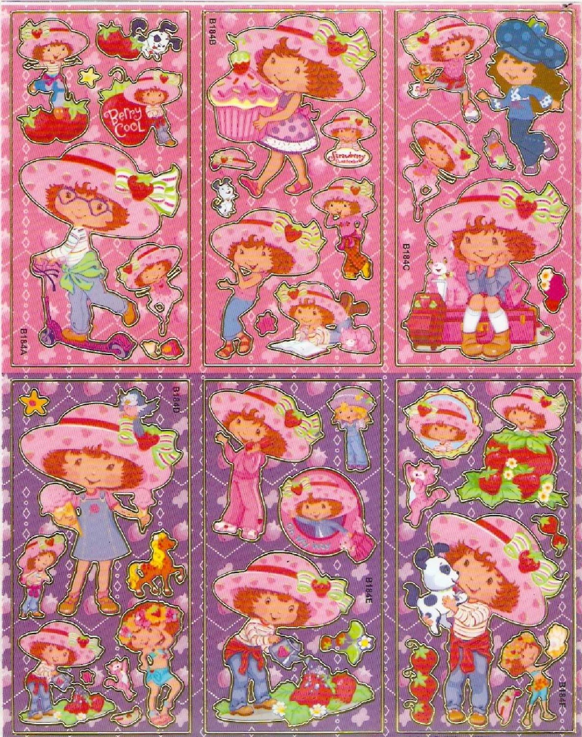 10 Big sheets Strawberry Shortcake Sticker Buy 2 lots Bonus 1#b184