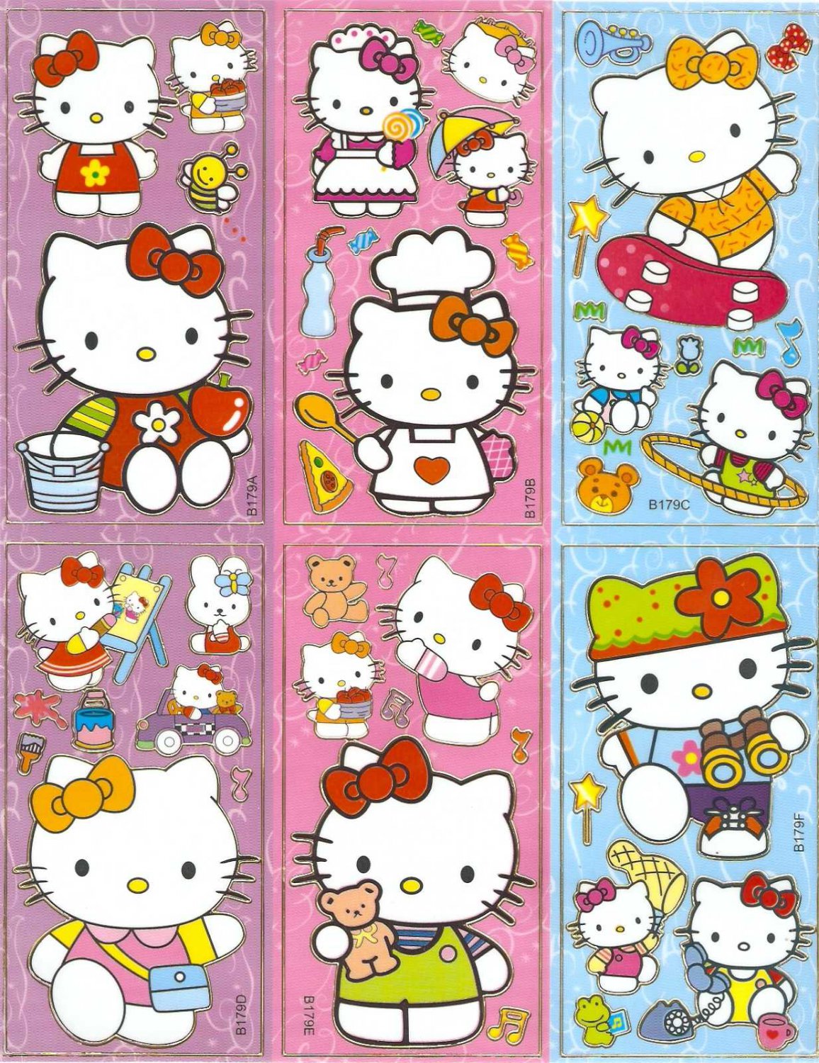 10 Big sheets Hello Kitty Sticker Buy 2 lots Bonus 1 #HK B179