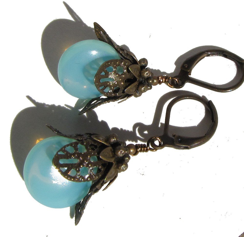 vintage style bronze fairy drop earrings