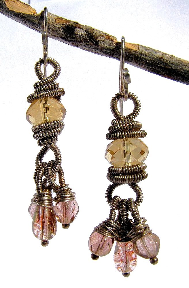 wire wrapped silver Knot earrings