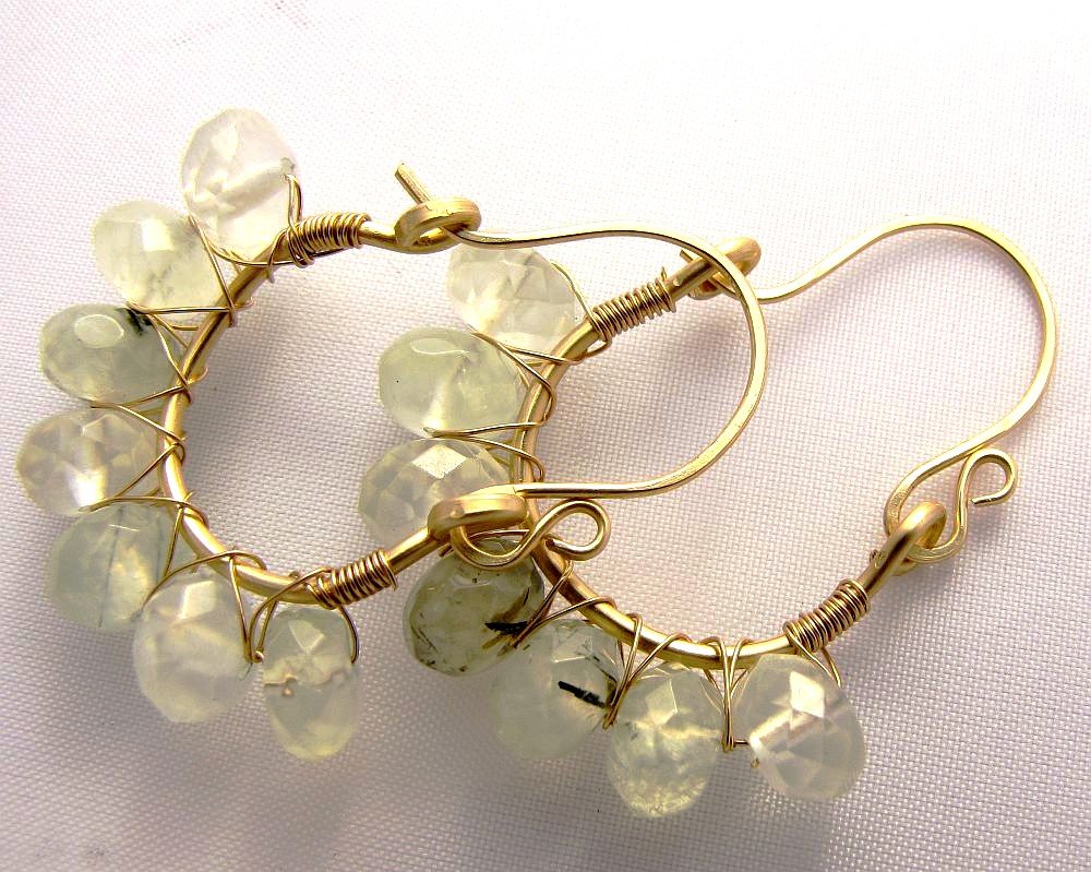 prehnite Cleo hoops gold fill