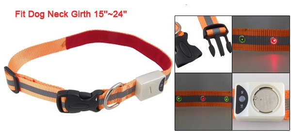 Nylon 6 Red Yellow LED Pet Dog Collar Leashes Strip