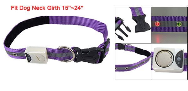 Nylon Adjustable Dog Collar Leashes w 6 Red Yellow LED
