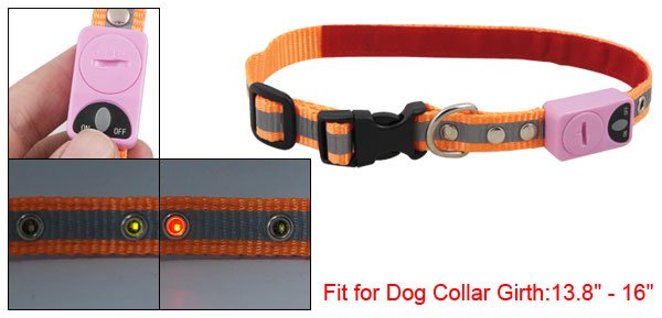 Red Green SMT LED Orange Gray Nylon Belt Rope Collar for Dog Pet