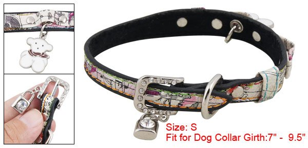 Dog Adjustable Colors Faux Leather Cartoon Collar Belt S