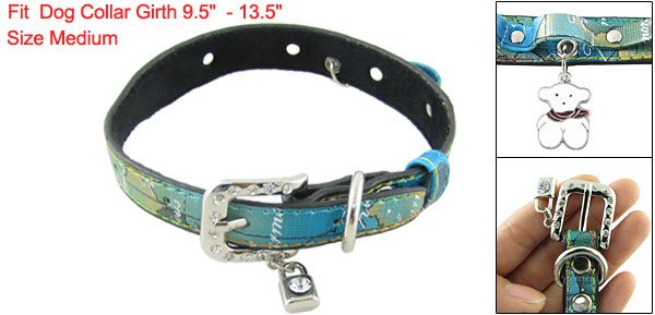 Sz M Peg Dog Rhinestone Accent Buckle Colored Band Collar